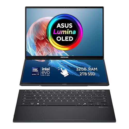 ASUS Zenbook Duo 14 OLED UX8406CA Laptop | 14.0" Full HD+ Dual-OLED Touchscreen | Intel Core Ultra 9-285H | 32GB RAM | 2TB SSD | Detachable Keyboard | Windows 11