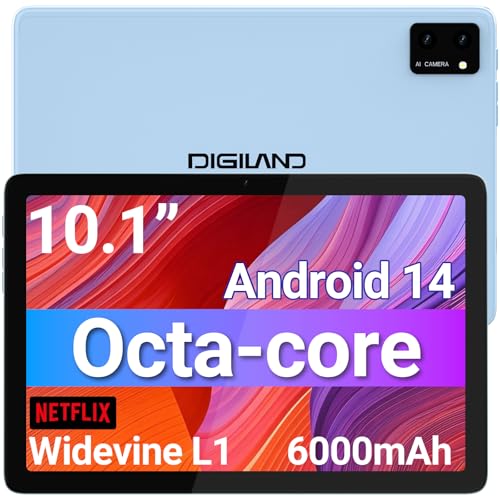 DigiLand Tablet 10.1 inch Android 14 Octa-Core Processor