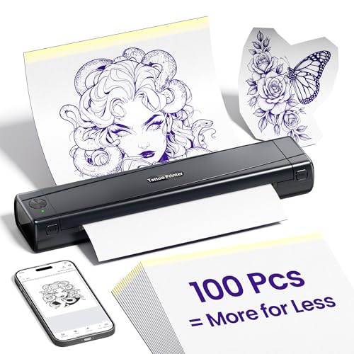 TATTMUSE Tattoo Printer with 100Pcs Tattoo Disposables