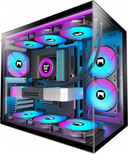H3 ATX PC Case - Pre-Installed with 3 ARGB Fans - Compact Dual Cavity Mid-Tower Gaming PC Case