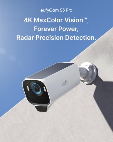 Text-based advertisement for Eufy smart home products. Highlights whole-home security, smart cleaning solutions, and human-first technology built with care.