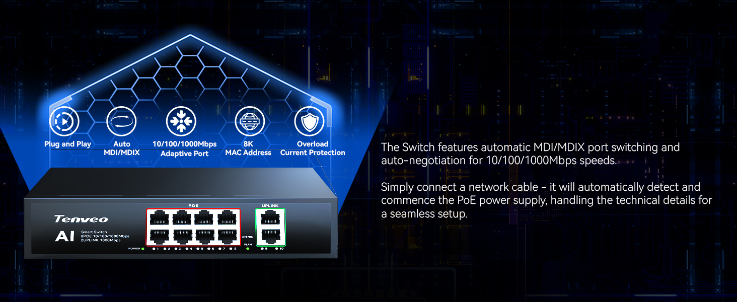 Dark blue interface display with circular icon symbols across top and control buttons/ports at bottom. Text present but not fully legible in image quality provided.