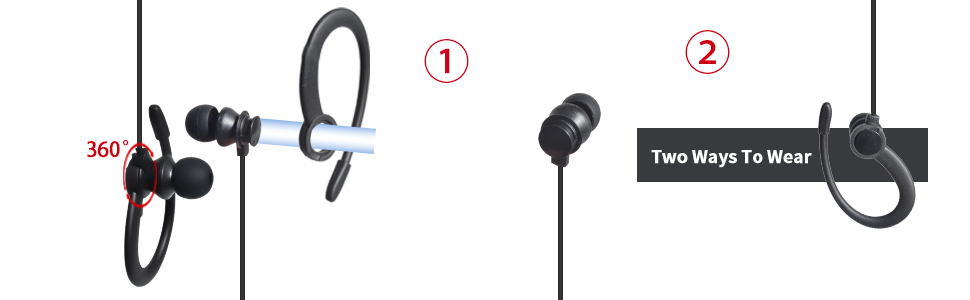 Professional ear-hook microphone with coiled cable and audio connector, positioned against blurred background in professional setting.