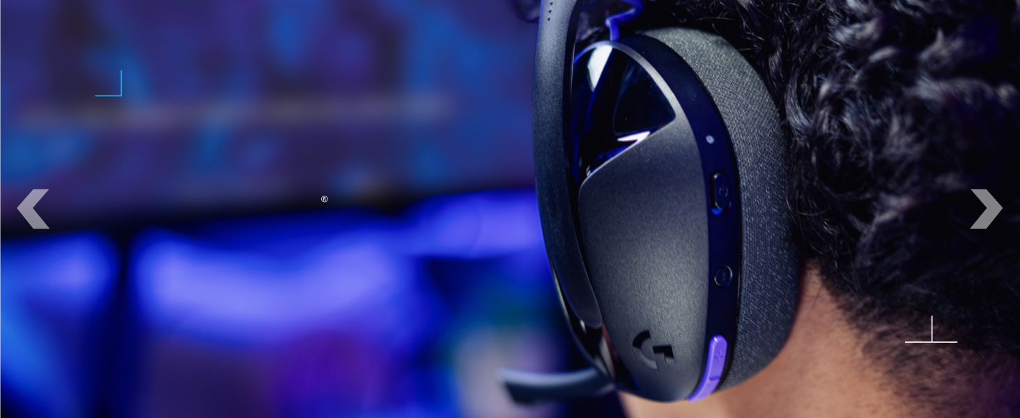 Black wireless headphones shown in profile against blue lighting background, identical to Image 3.