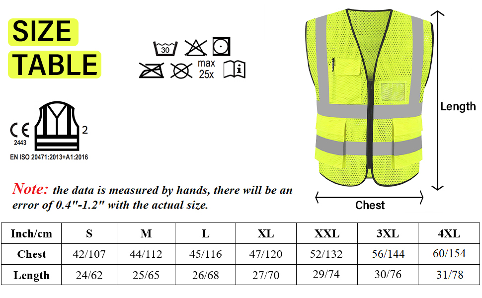 Safety certification symbol showing a high-visibility vest icon with 'CE 2443' and 'EN ISO 20471:2013+A1:2016' text.
