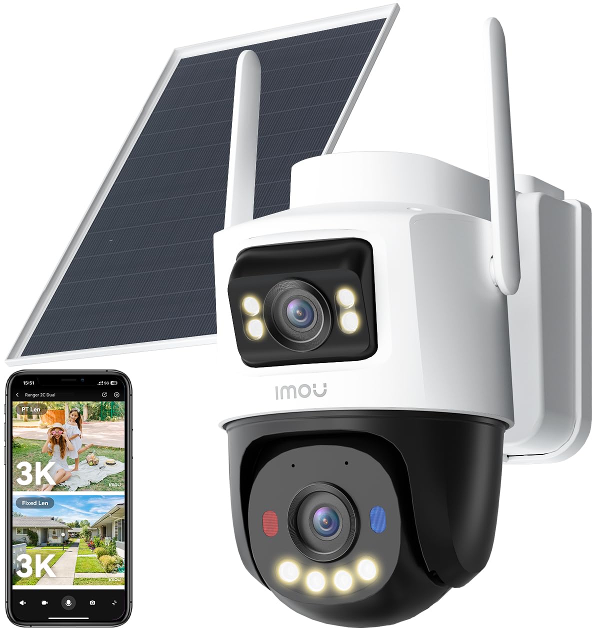 Imou 3K+3K Dual Lens Solar Security Camera Outdoor Wireless