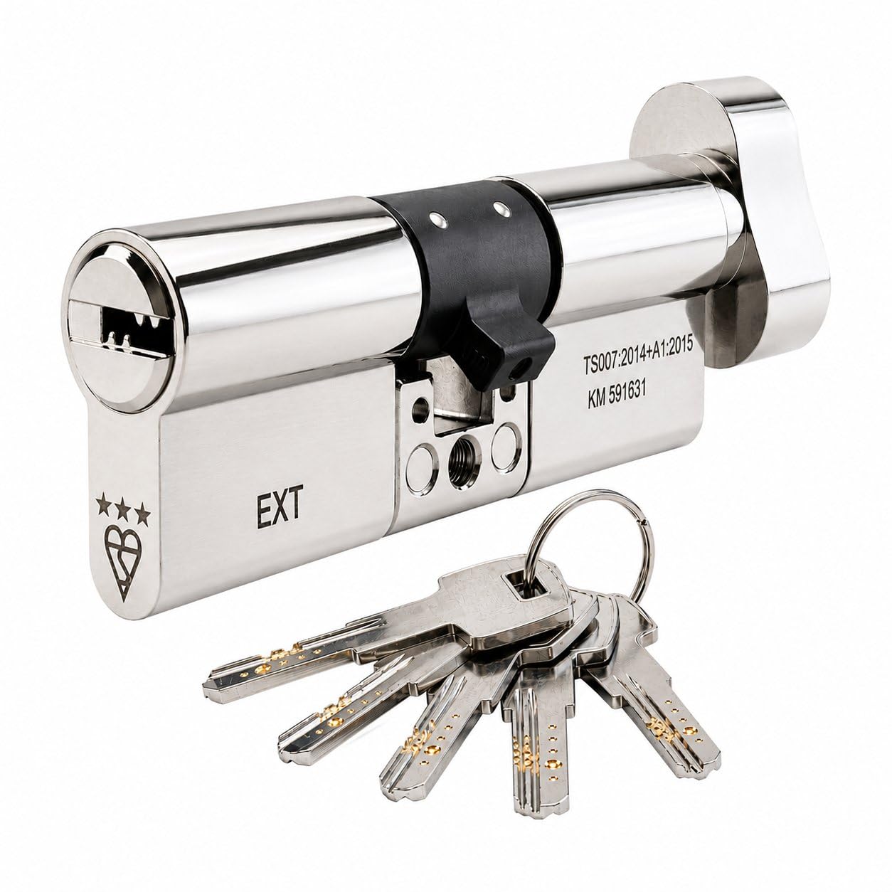 IRONWORX® Spectre Nickel 35mm (Turn) / 35mm (Key) (70mm) Maximum-Security Police Approved TS007 BSI 3 Star Euro Cylinder Door Lock with Escape Thumb Turn Function