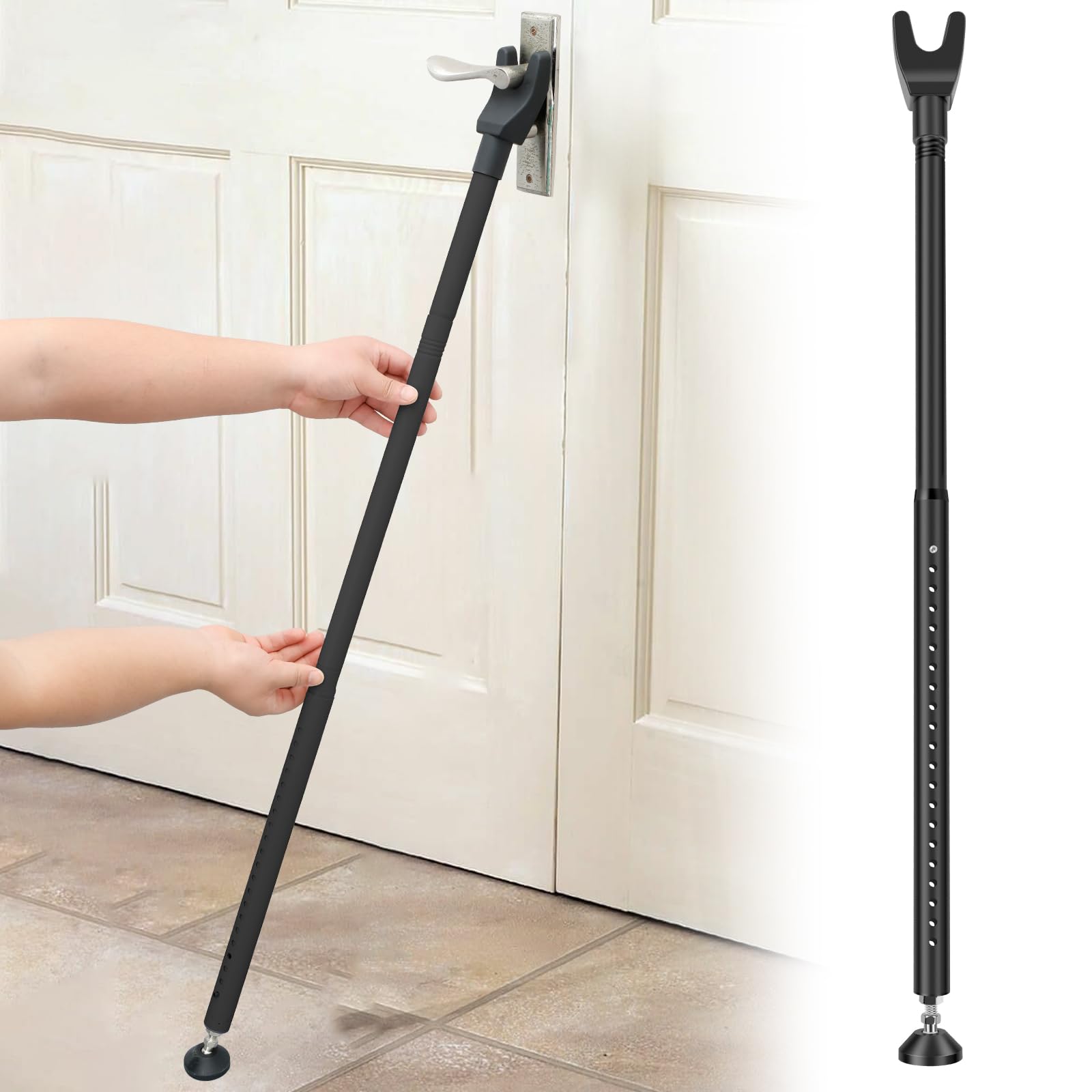 Door Security Bar 44''-55'' Adjustable Door Stopper Removable Sliding Door Safety Bar Door Jammer Bar Patio Sliding Door Lock Bar for Home