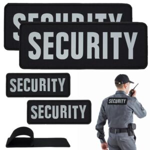 WEBEEDY 4 Pcs 2 Sizes Reflective Security Patch Hook and Loop Reflective Patches with Letters for Backpacks Security Vest Police Tactical Identification Outdoor Safety(13x5cm