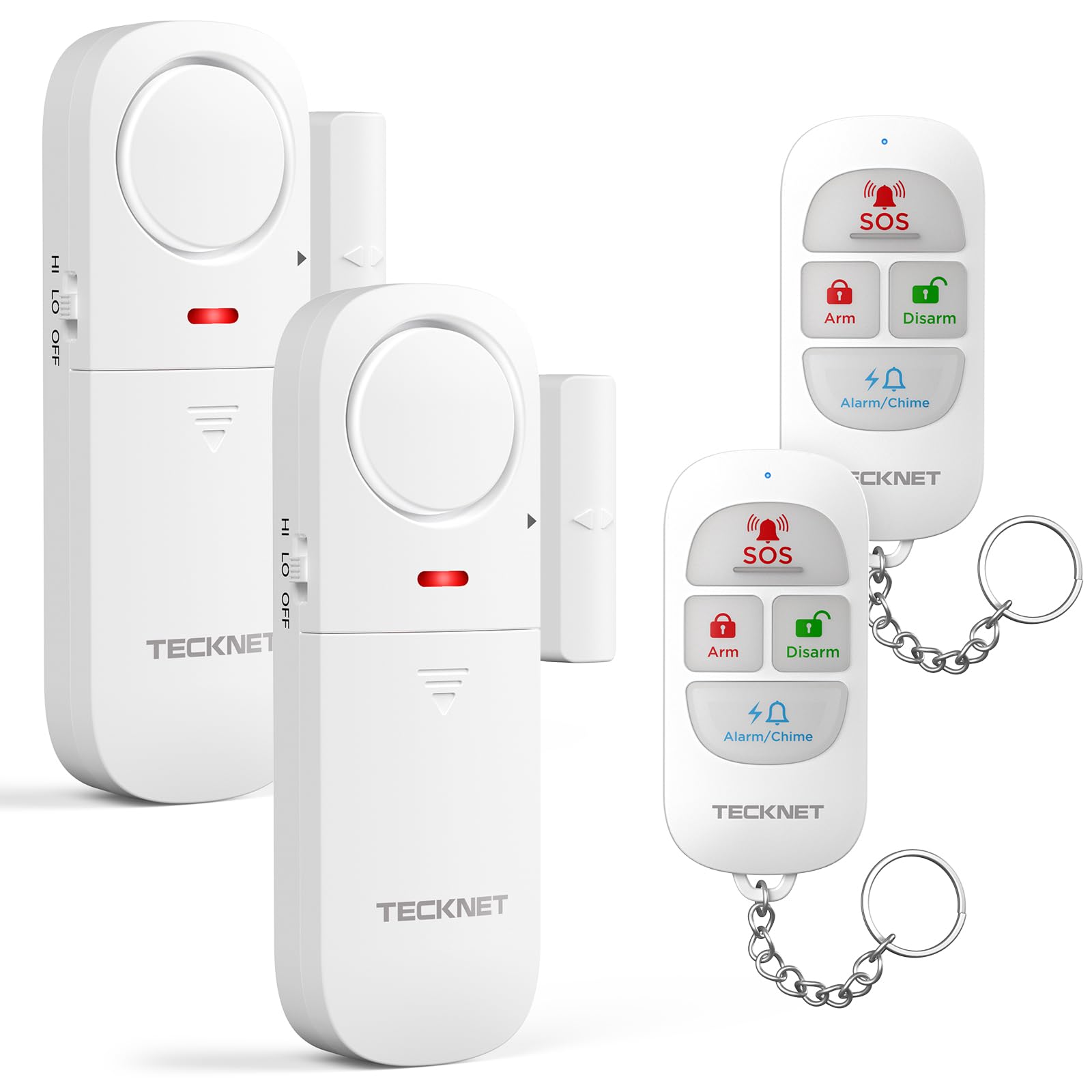 TECKNET Door Alarm Sensor 2 Packs With Remote Control
