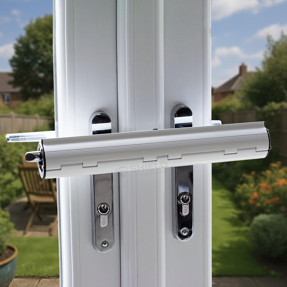 Patio Door Security Lock – Heavy Duty French & Conservatory Double Door Handle Lock – Visible Anti-Intruder Deterrent