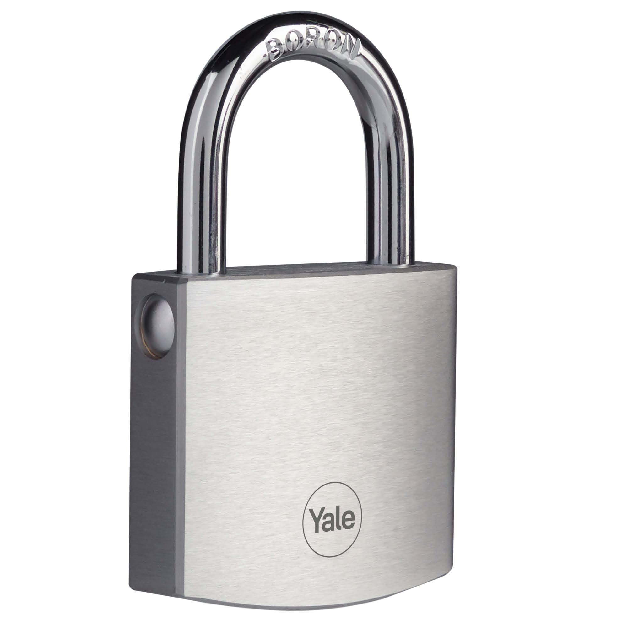 Yale - Y120DB/50/127/1 High Security 50mm Brass Padlock with Chrome Finish - Boron Open Shackle - 3 Dimple Keys