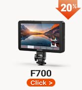 Text reads 'ST16C' and 'mini DV'. Black mechanical clamp mount with articulated arm and small flag-mounted red label displaying '20%' discount indicator.