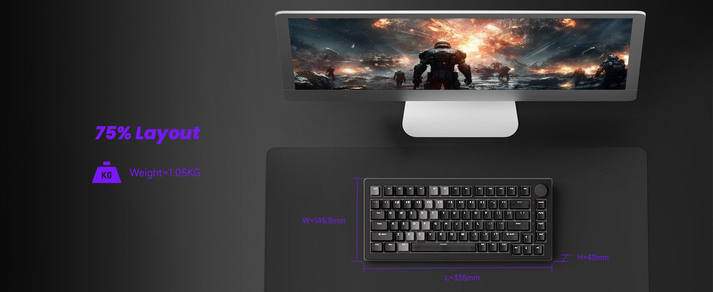 Gaming or computer setup in dark room with RGB lighting, showing keyboard and other peripherals with purple lighting effects.