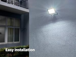 Text reads 'Easy installation'. Multiple images showing installation process of what appears to be ceiling-mounted lighting or fixtures.