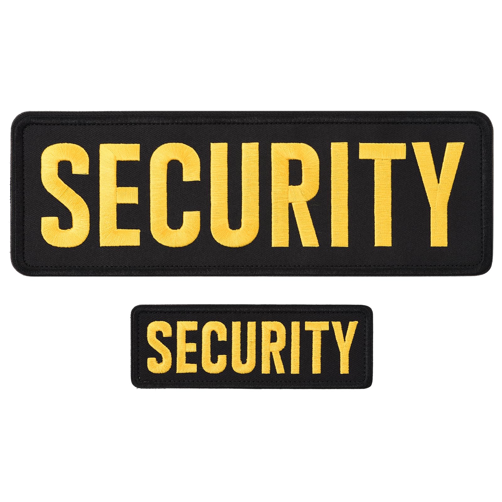 sourcing map Security Patch with Hook and Loop Security Embroidered Patches Durable Fabric Security Patch for Vest Jacket Clothes Backpacks Hats Yellow(1Pcs Small and 1Pcs Large)