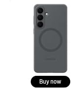Text reads: 'Galaxy S26 Series Accesorios'. Product image showing multiple smartphone cases in different colors - black, silver, coral, and white - arranged diagonally with camera cutouts visible.