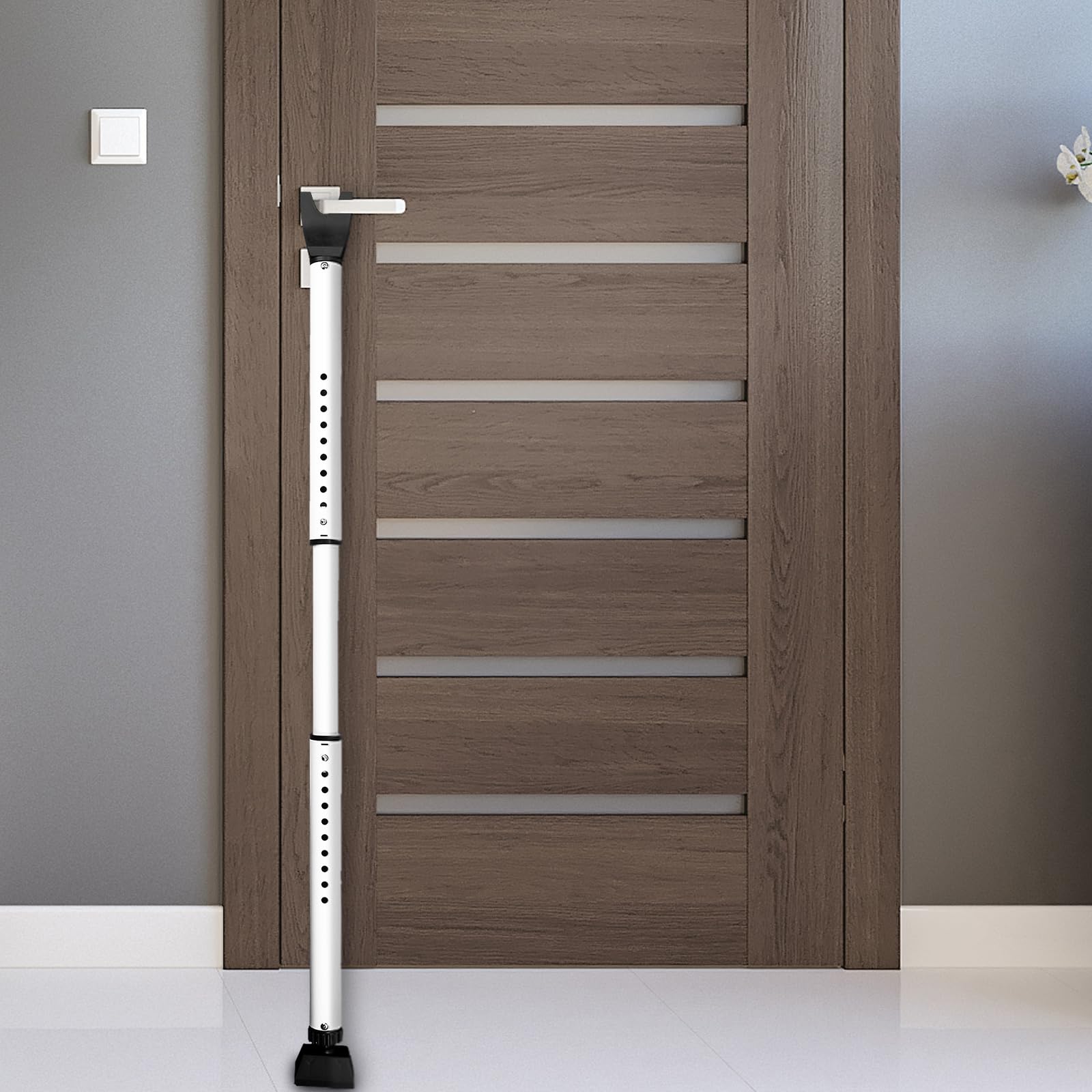 HOMGEN Adjustable Security Bar Door Brace 3-Stage Adjustable (84cm-113cm) Door Security Bar Security Door Brace Home Security Non Slip Door Brace Anti-Theft Patio Door Security Locks for Doors etc