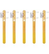 Four curved white plastic measuring rulers with metric and imperial measurements, displayed in a stacked arrangement.