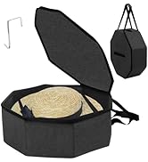 Travel Hat Box with Lid,15.7x9.8in Foldable Felt Round Hat Storage Box with Handles and Clear Win...