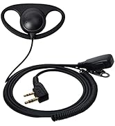 UAYESOK Walkie Talkie Earpiece Police Security D-Shape Headset with PTT Mic Microphone for 2 Pin ...