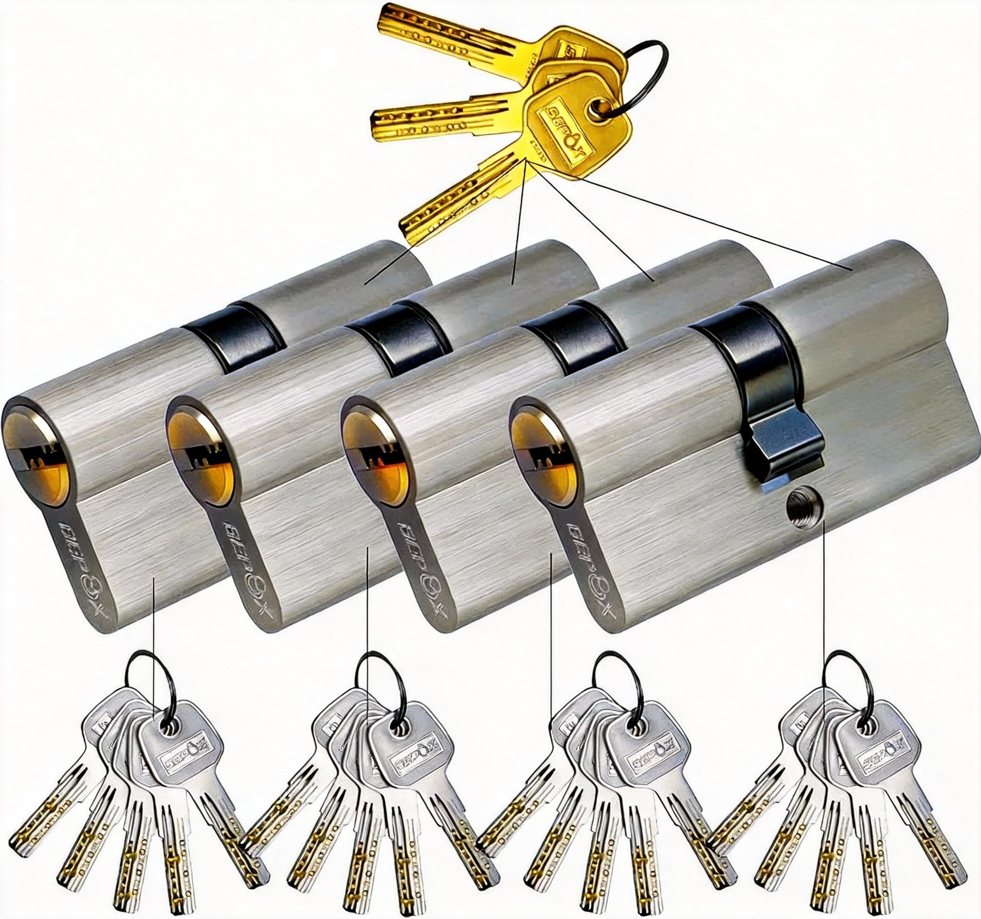 SEPOX 4 Pack 60mm(30/30) Euro Double Lock Cylinder