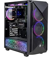 Custom PC build in black case featuring RGB fans, liquid cooling system, and illuminated internal components viewed from different angles.