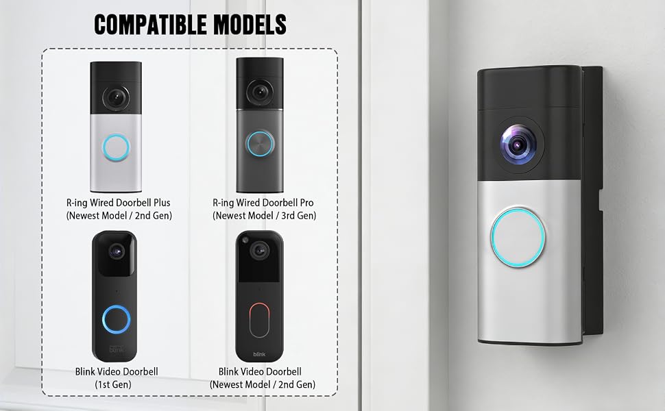 PUUUCI Video Doorbell Angle Mount for R-ing Wired Doorbell Plus/Pro (Newest Model)