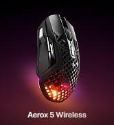 Text reads 'Arrow 3 Wireless'. Gaming mouse product shot showing a black device with purple and blue RGB lighting effects against dark background.