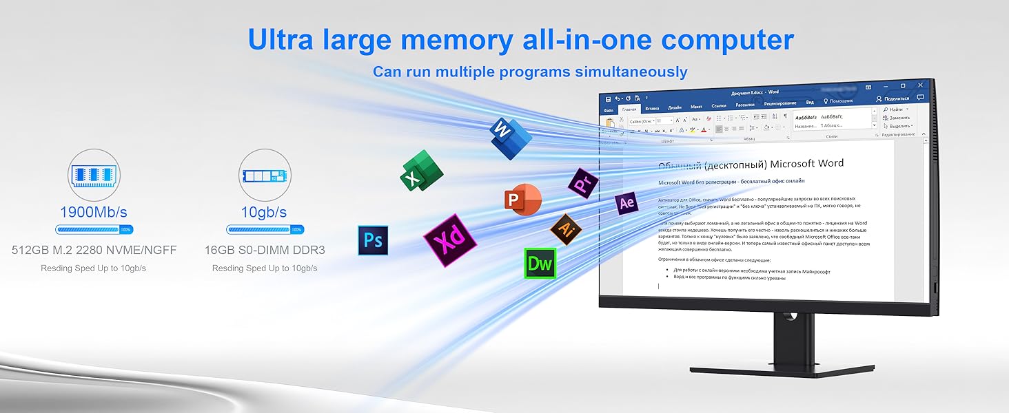 Text reads 'Comfortable Screen User Experience'. Product display showing computer monitor with colorful abstract designs and interface icons in the corner.