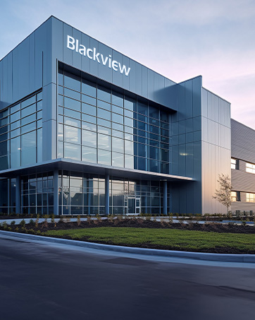 Text reads 'Blackview' with three company credential sections: '12 Years Specialized Smart Devices Across 80+ Nations', '30,000m² Factory $35M Annual R&D 300+ Engineers Rigorous Testing for Reliable Innovation', and 'Professional Support 100% Problem Solved <1% Quality Issues'.