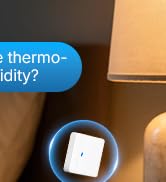 Text reads: 'Alexa, what's the hygrometer humidity'. Close-up shot of a screen showing a query about humidity levels.