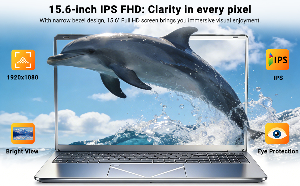 Text reads 'Essential performance. Exceptional value.' Intel i3-6100U processor specs: 8GB DDR3L RAM, 256GB SSD/1TB HDD storage, 15.6-inch 1920x1080 Full HD display, WiFi & Bluetooth, 33.68Wh battery. Features include fingerprint reader, backlit keyboard, HD webcam, dual cooling fans, touchpad solar control.