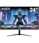 X AGEX 24 Inch 240Hz Gaming Monitor, IPS Panel MPRT 1ms, Full HD 1080P, 300cd/m² Brightness, Adap...