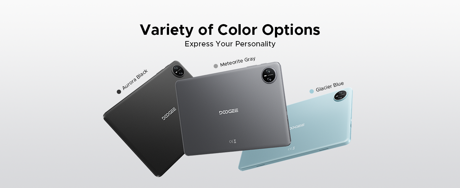 Text reads 'Variety of Color Options'. Image displays multiple smartphone or tablet devices in different colors including black, white, and light blue arranged in a product showcase layout.