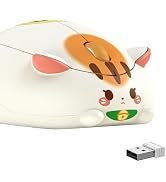 Text reads 'Image 5'. Close-up side view of beige cat-shaped computer mouse with brown spots and facial features, shown with wireless USB receiver.