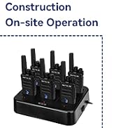 Product packaging showing two black walkie-talkie units with accessories. Small icon visible in top left corner indicating product category or brand.