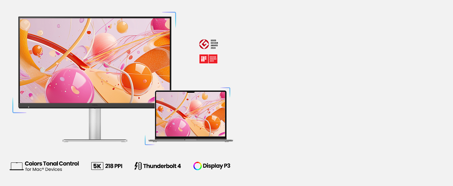 Two flatscreen displays shown in product comparison layout against light gray background, with technical specification indicators visible.
