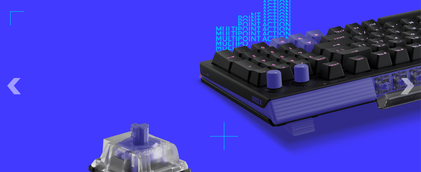 Gaming keyboard on bright blue background. Features black mechanical keys and compact design with LED lighting effects visible.