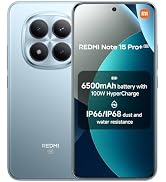 Text reads 'REDMI Note 15 Pro+', '6500mAh battery with 100W HyperCharge', 'IP66/IP68 dust and water resistance'. Brown smartphone displaying camera system with quad lens array and notification indicators on display screen.
