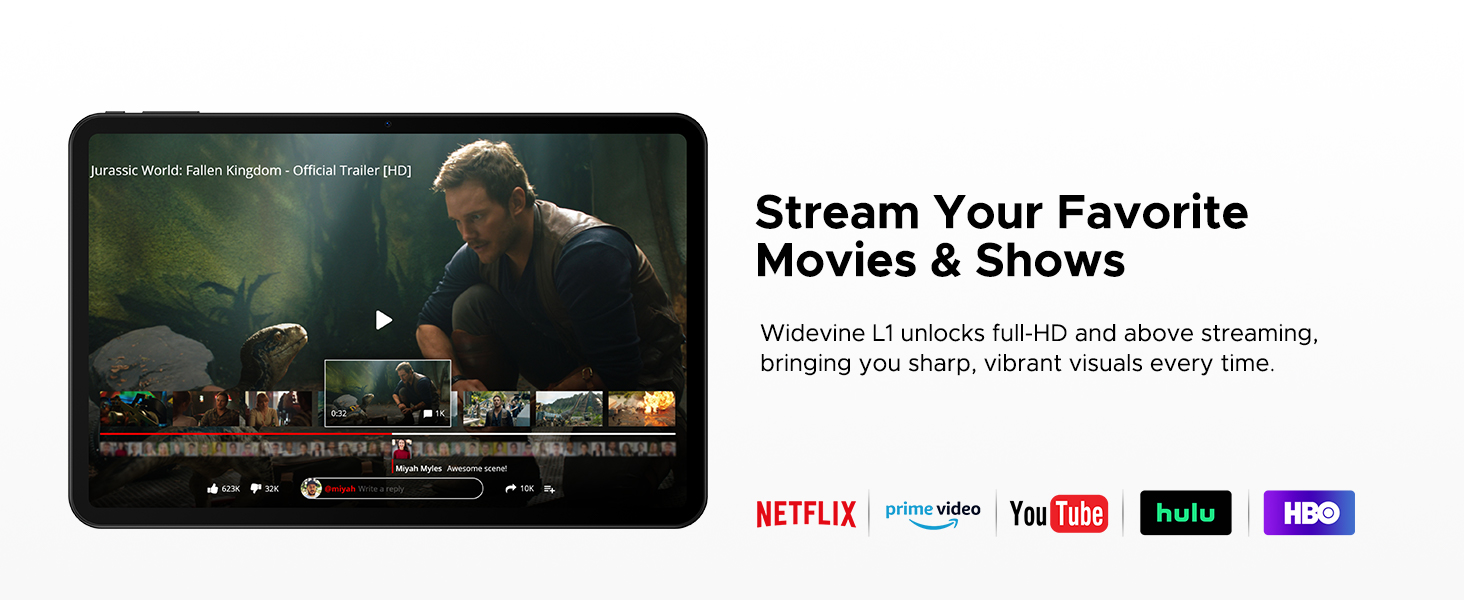 Text reads 'Stream Your Favorite Movies & Shows'. Image shows streaming service logos including Netflix and other platforms on dark background with partial video thumbnail.