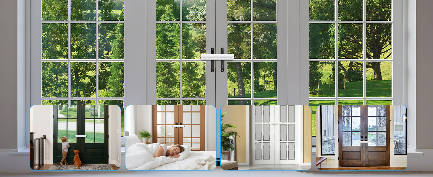 Modern interior space with floor-to-ceiling windows, wooden flooring, and white walls. Natural light fills the open-concept room with views of greenery outside.