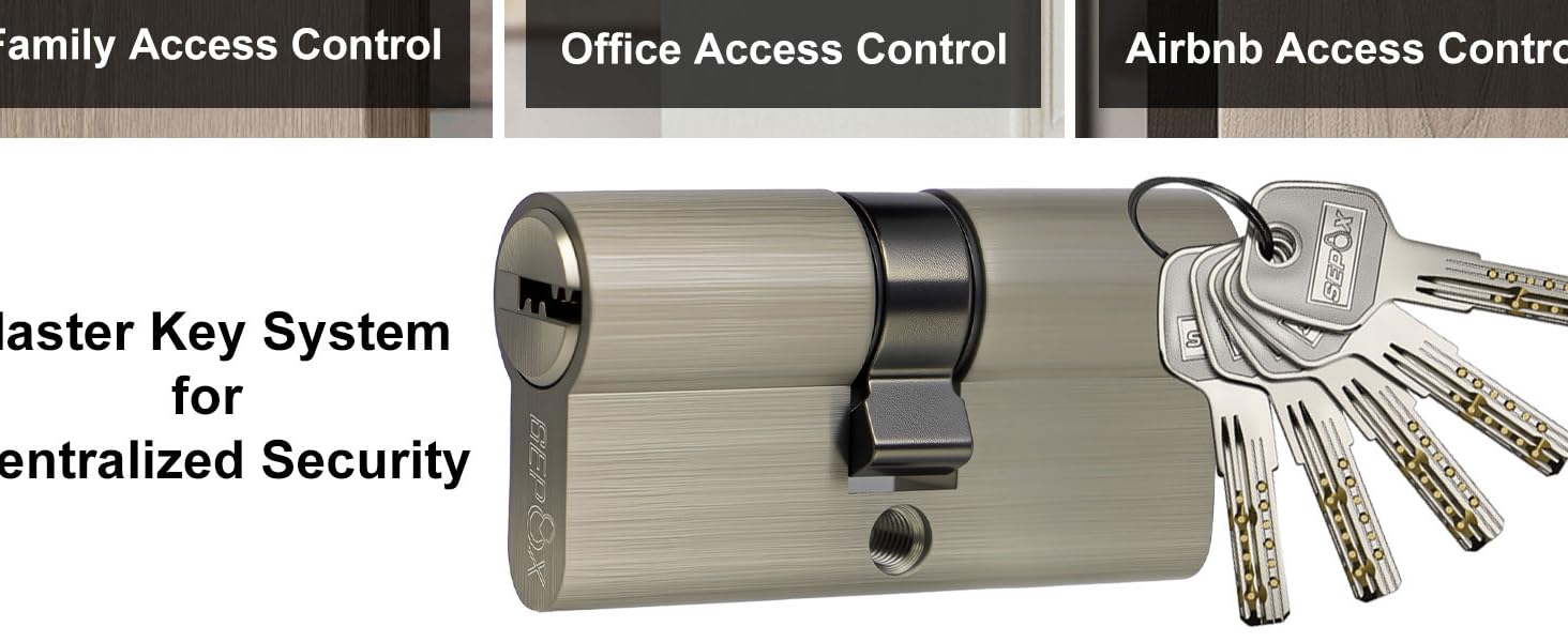 Multiple close-up views of modern door handles and lock mechanisms in brushed metal finish, showing different angles and installation details.