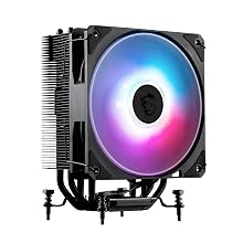 Computer power supply unit with black metal housing featuring diagonal mesh pattern, visible power cable socket and internal colored wires.