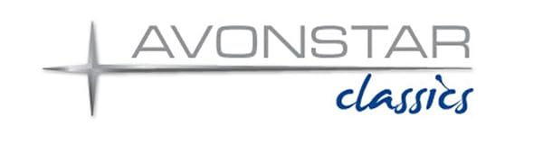 Avonstar Classics company logo design featuring minimalist cross symbol and text in grey and blue colors.