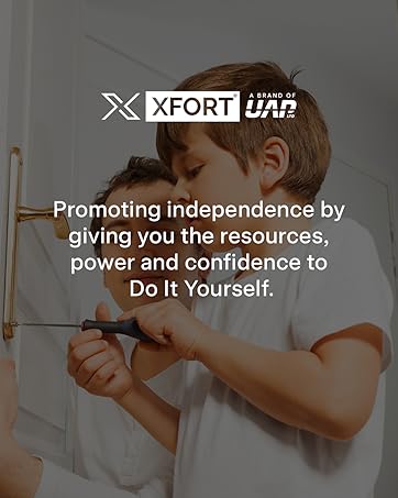 Educational interface showing XFORT DIY resources with multiple icon panels displaying window installations and product comparisons with easy-to-follow instructions.
