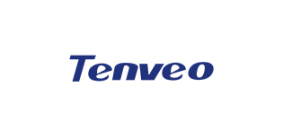 Green and white logo featuring 'Tenveo' text, 'Climate Pledge Friendly' phrase, and a stylized hourglass icon with wings, indicating an environmentally conscious brand or product.