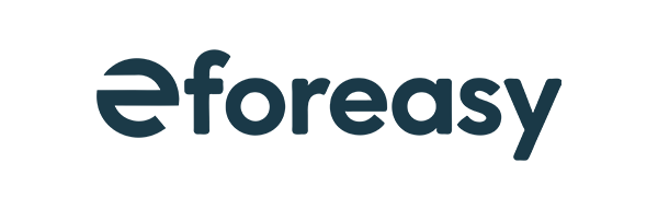 Text reads 'foreasy'. Logo or brand name displayed in modern blue typography.
