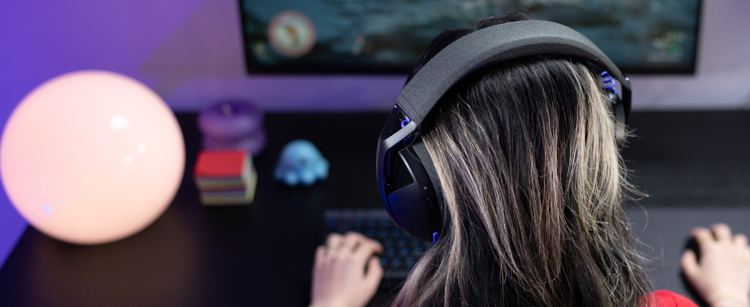 Series of dimly lit indoor scenes showing what appears to be gaming or entertainment setup with colored lighting effects.