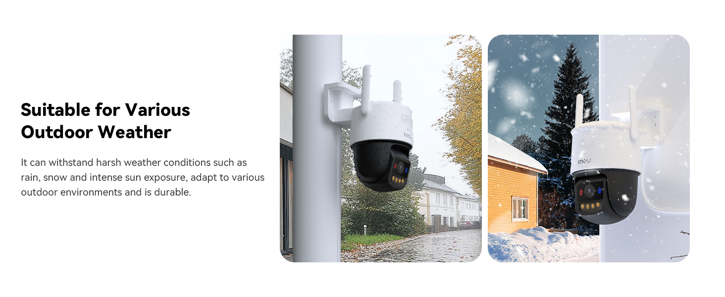 Text reads 'Suitable for Various Outdoor Weather'. Images showing outdoor equipment or gear in different weather conditions.